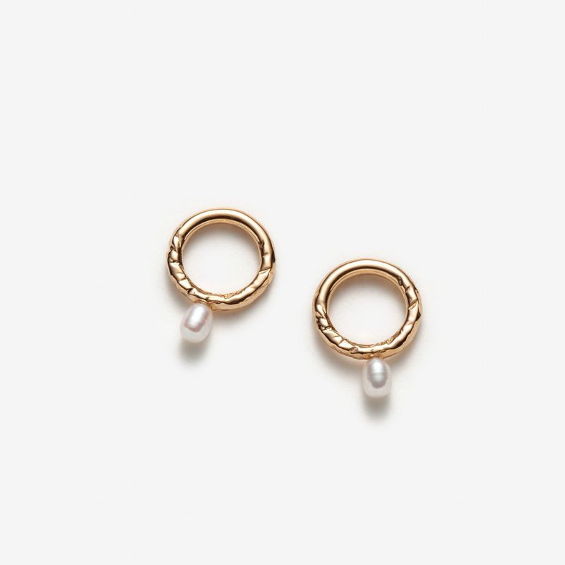 Laure - Boucles d’oreilles circulaires avec perle d’eau douce