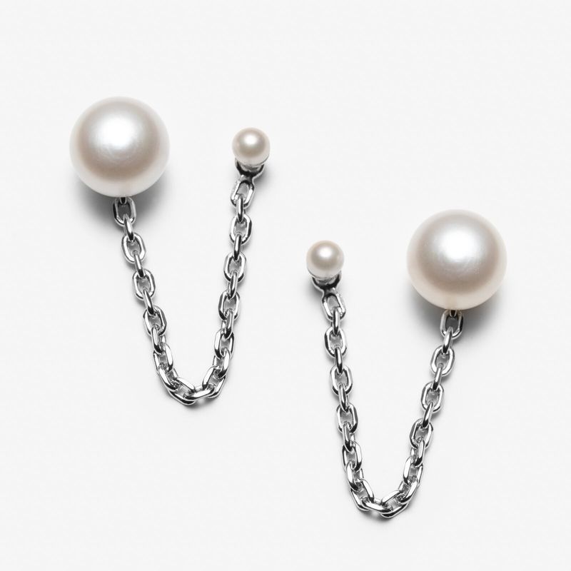 Étonnante - Boucles d'oreilles double trou avec perles et chaine