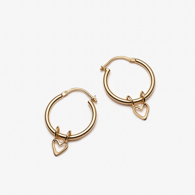 Anneaux d'oreilles avec breloques coeurs amovibles