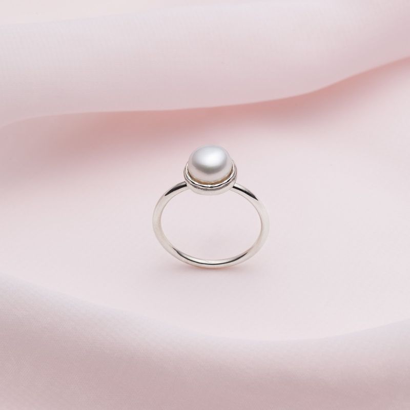 solitaire avec perle blanche