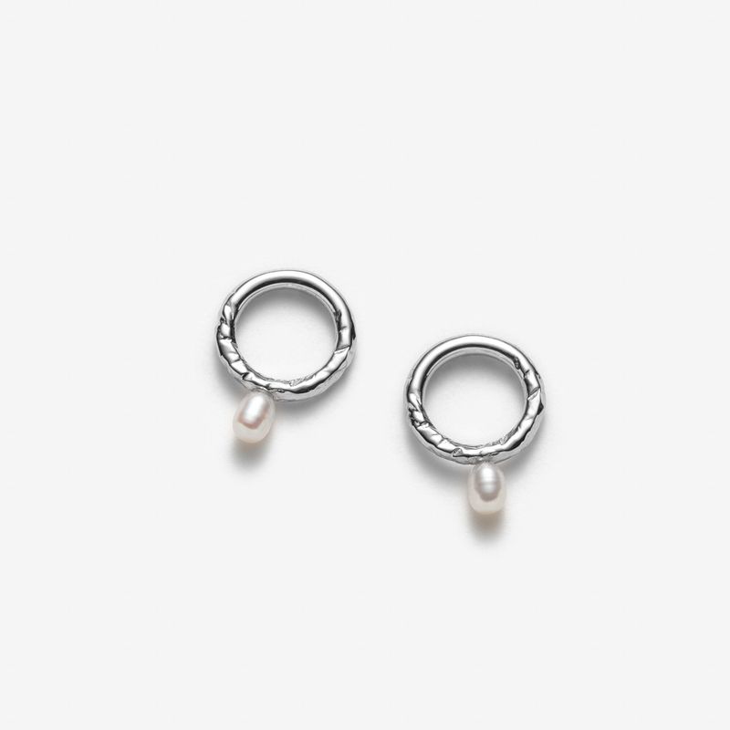 Laure - Boucles d’oreilles circulaires avec perle d’eau douce
