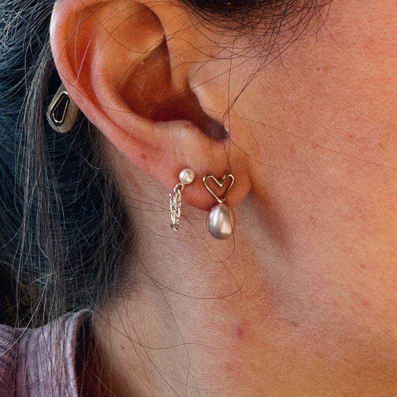 Boucles d'oreilles coeurs avec grosses perles roses