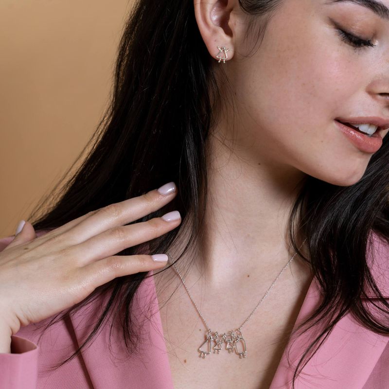 Cadeau pour les mamans de 2 filles - Collier en argent sterling