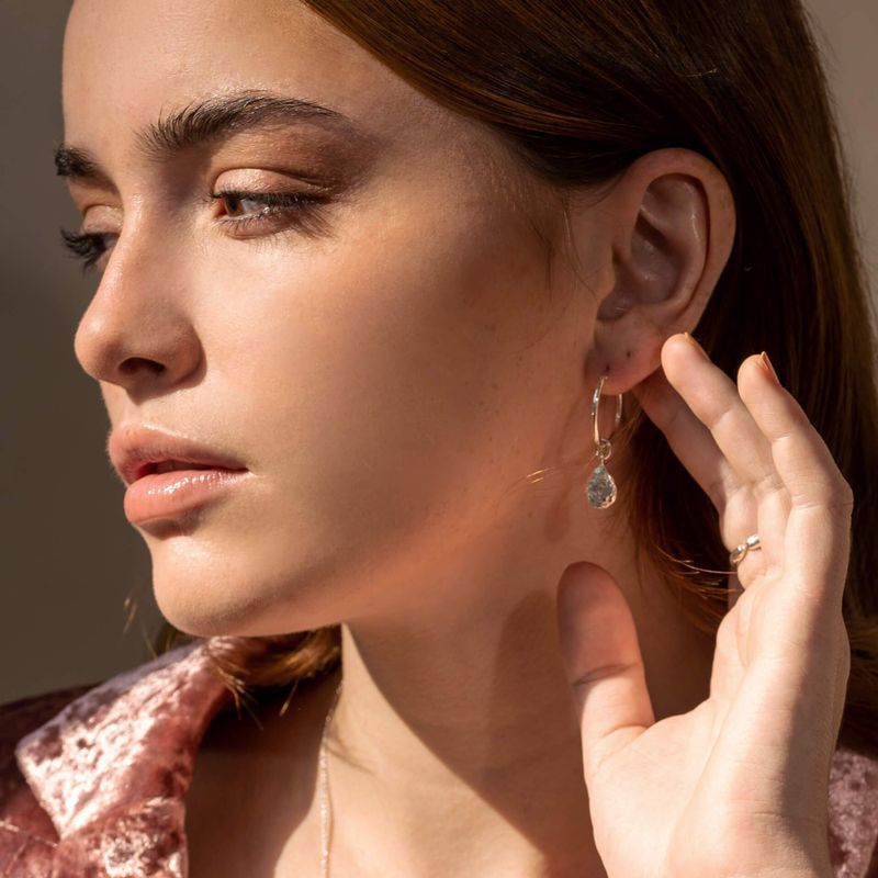 Thérèse -  Anneaux en argent sterling boucles d’oreilles avec breloque amovible