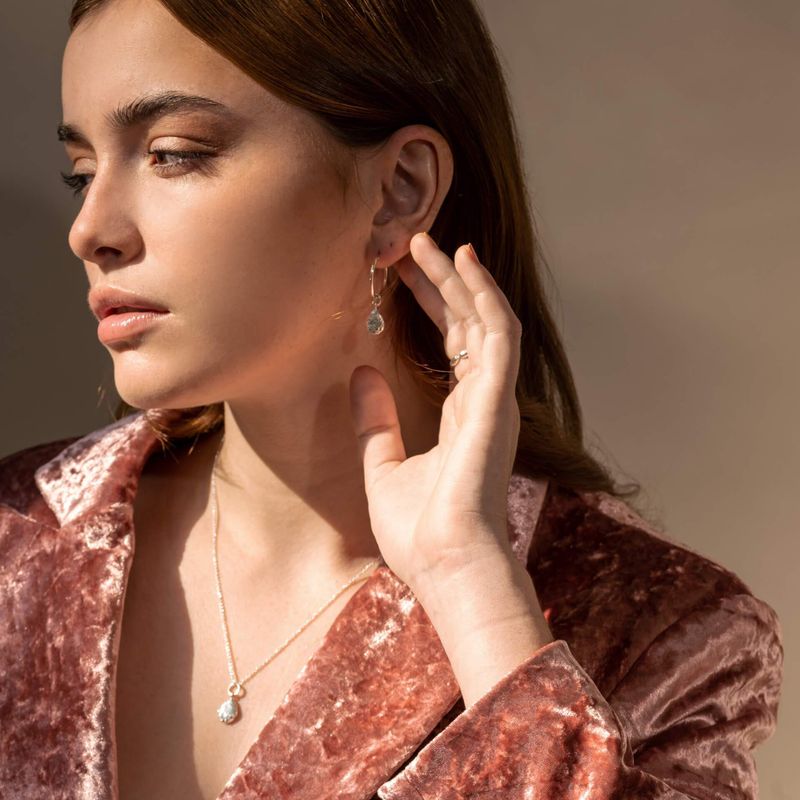 Thérèse -  Anneaux en argent sterling boucles d’oreilles avec breloque amovible