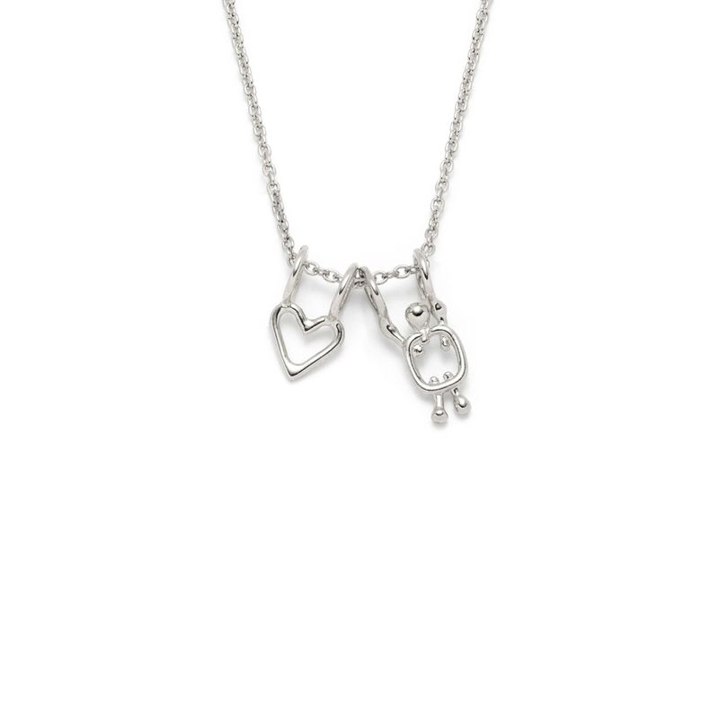 collier en argent coeur et garçon