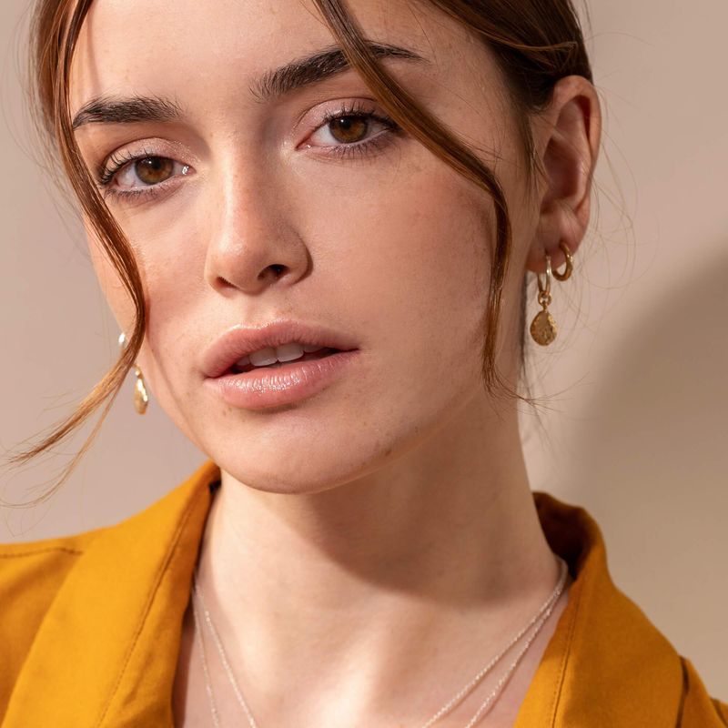 Thérèse -  Anneaux en argent sterling boucles d’oreilles avec breloque amovible