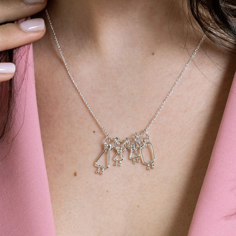 Cadeau pour les mamans de 2 filles - Collier en argent sterling