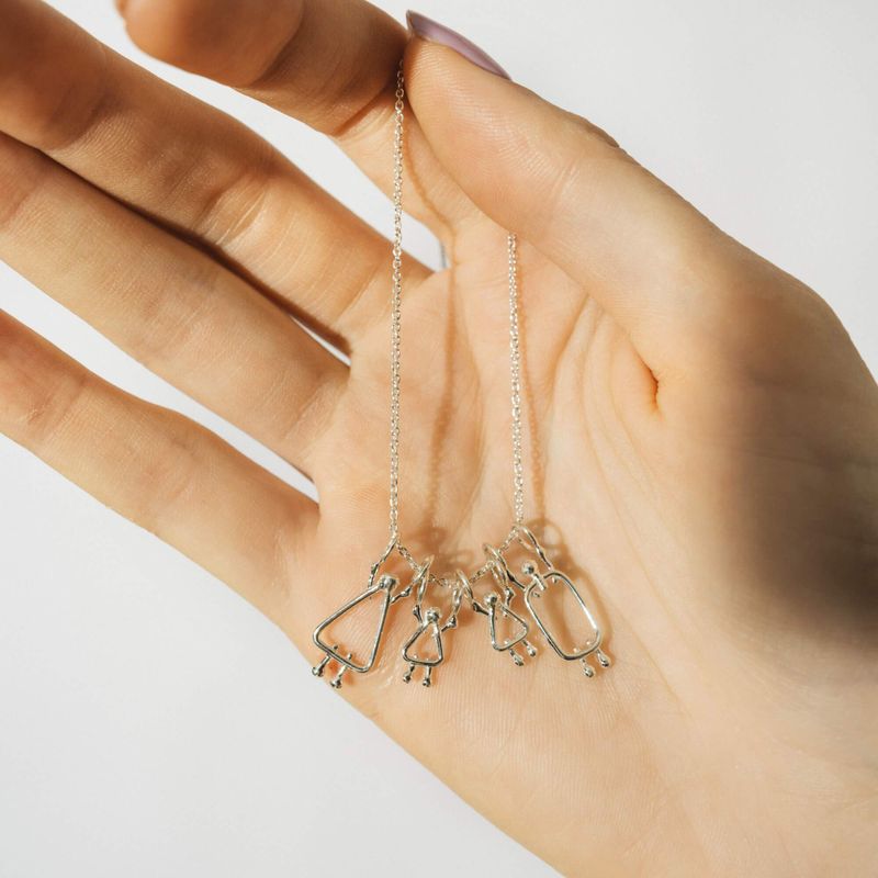 Cadeau pour les mamans de 2 filles - Collier en argent sterling