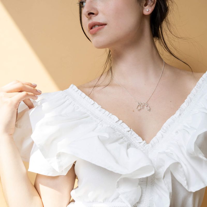 collier pour maman d'une fille en or massif 14k