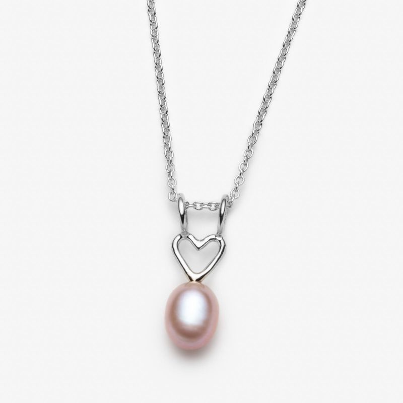 Collier avec breloque coeur et grosse perle rose
