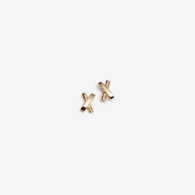 Optimiste - Puces d’oreilles en forme de X - Boucles d’oreilles en argent sterling ou plaqué or