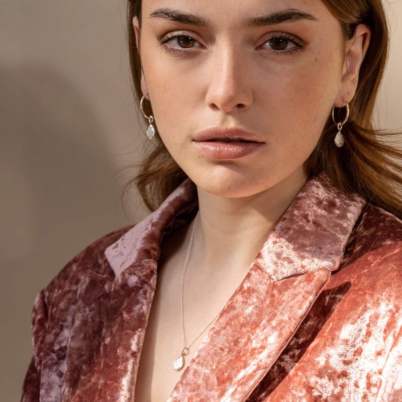 Thérèse -  Anneaux en argent sterling boucles d’oreilles avec breloque amovible