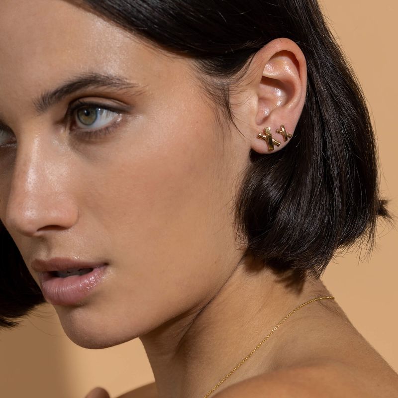 Optimiste - Puces d’oreilles en forme de X - Boucles d’oreilles en argent sterling ou plaqué or