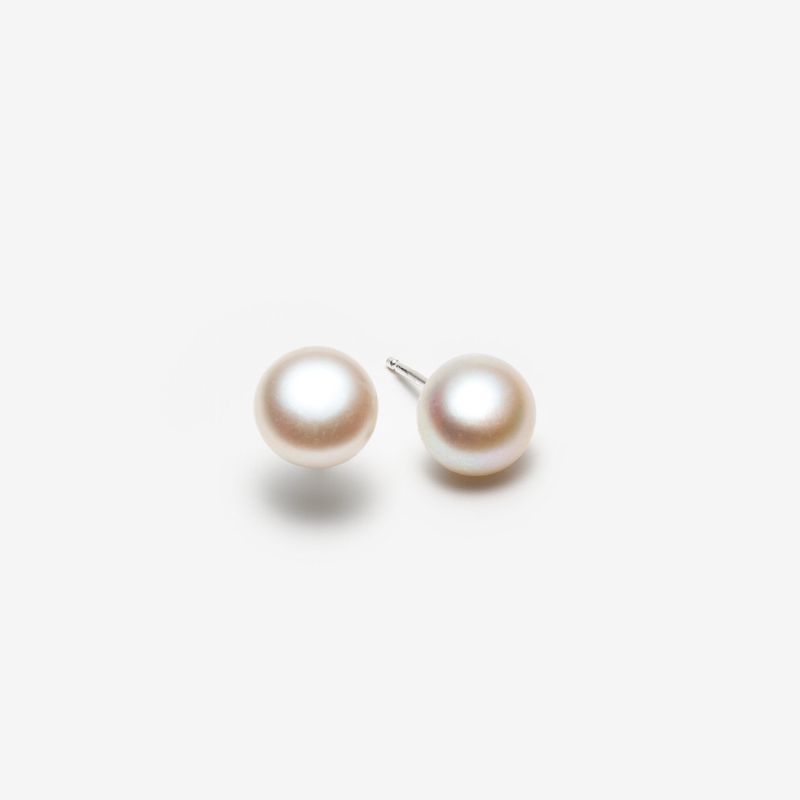 Boucles d'oreilles avec grosses perles blanches - 9 mm