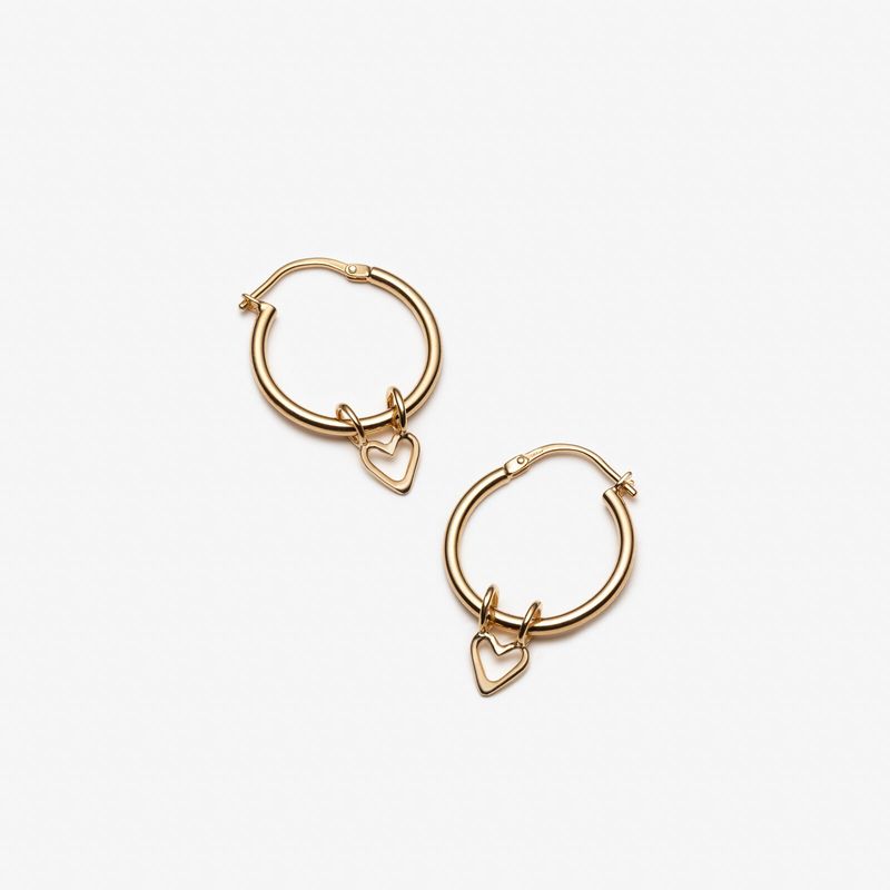 Anneaux d'oreilles avec breloques coeurs amovibles