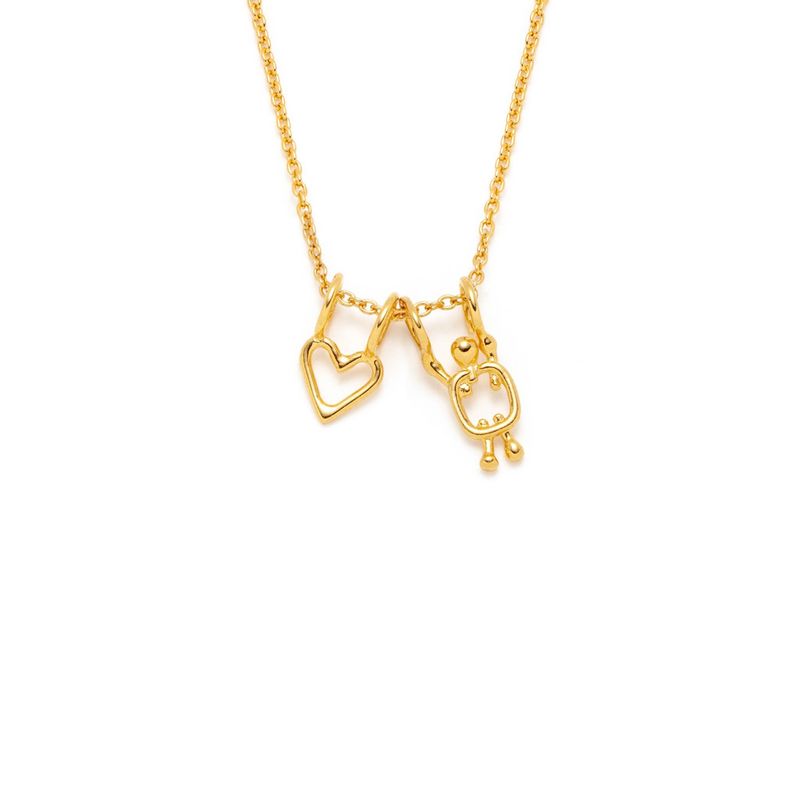 collier en argent coeur et garçon