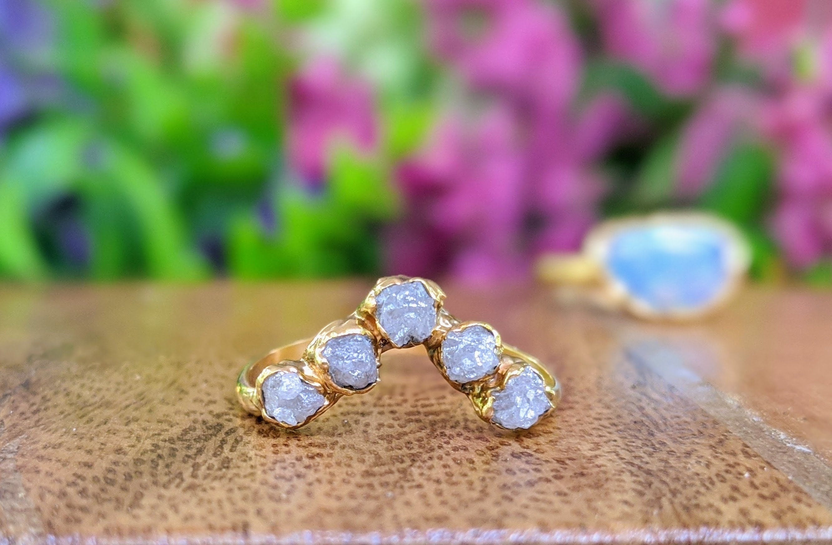Bague Chevron Or diamant brut