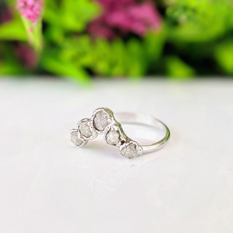 Bague Chevron Or diamant brut