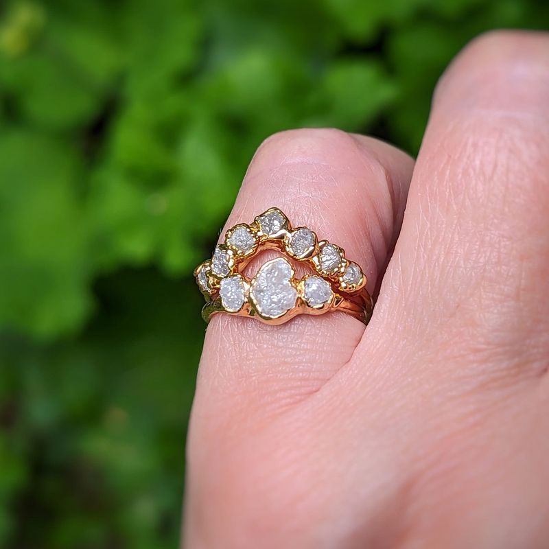 Raw diamond Chevron wedding band