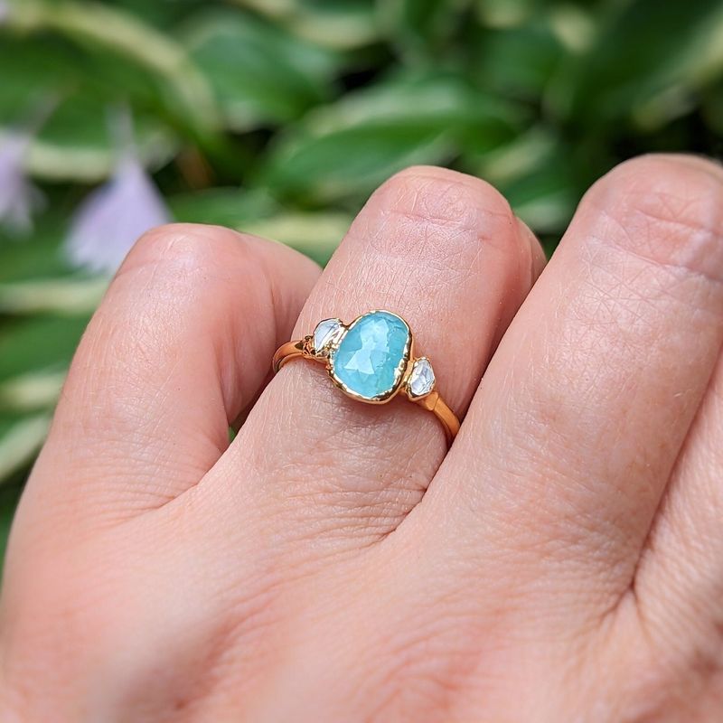 Grandidierite and diamond ring in 18k Gold