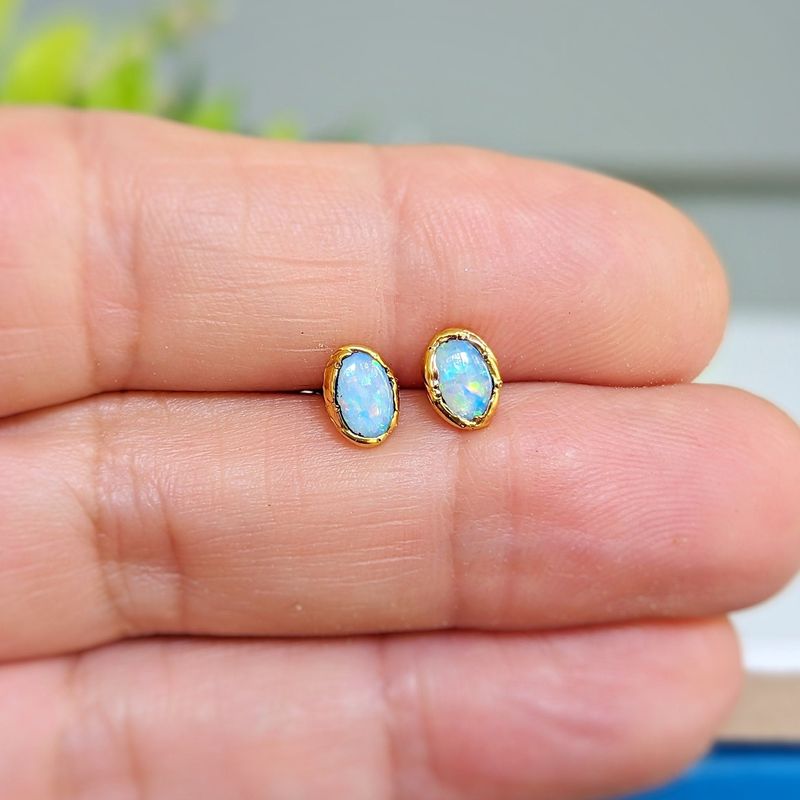 Light Blue Australian Opal stud earrings