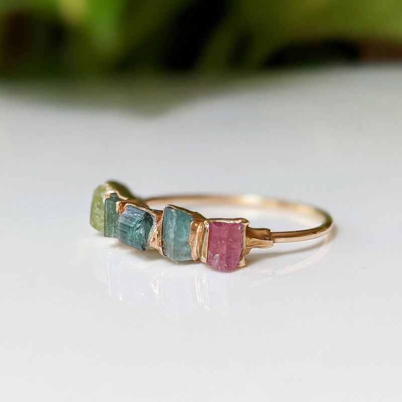 Bague brute multi-Tourmaline