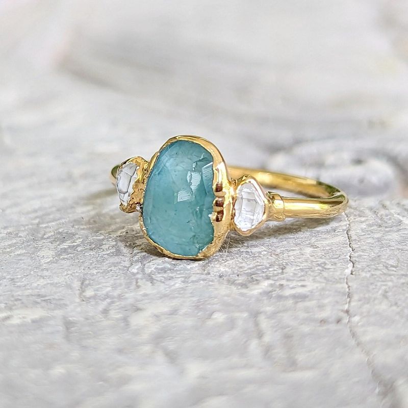 Grandidierite and diamond ring in 18k Gold