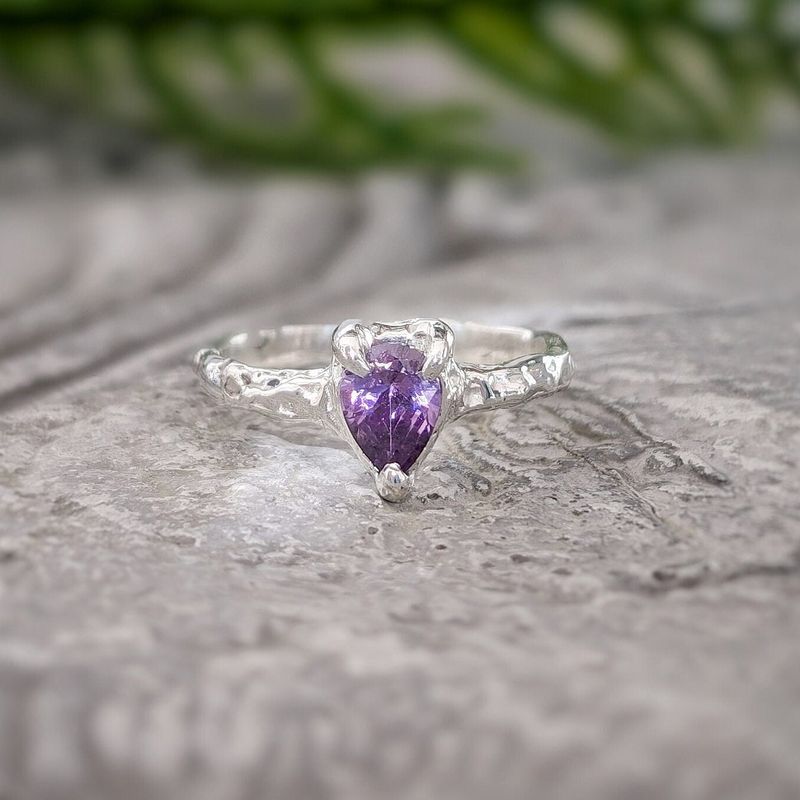 Amethyst engagement ring in Solid Sterling Silver
