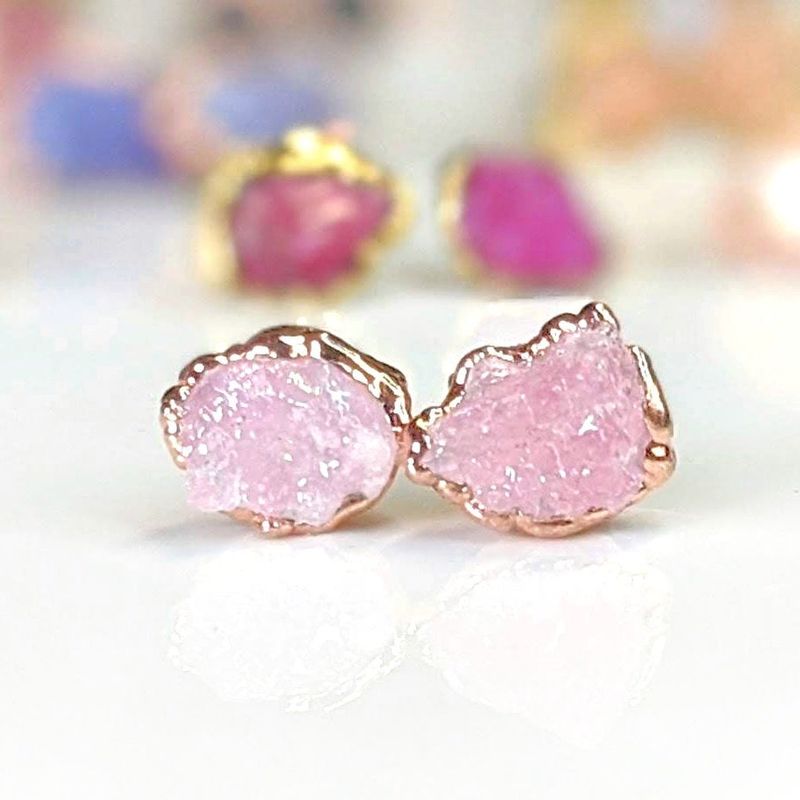 Boucles d'oreilles en Quartz rose brut