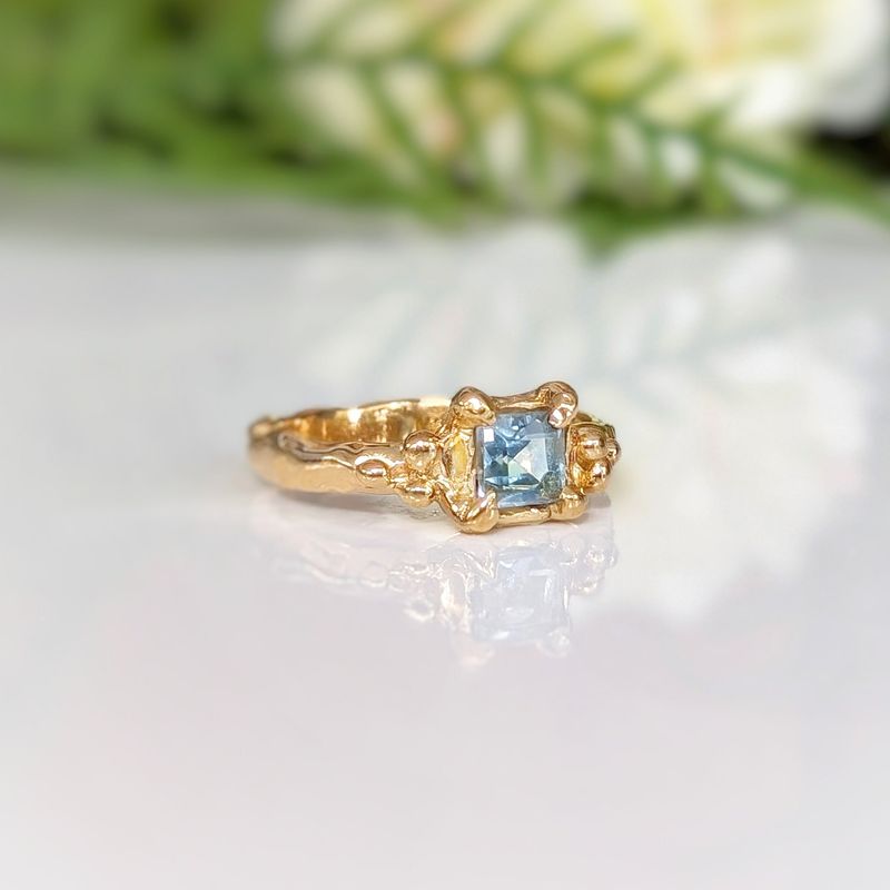 Blue Topaz engagement ring in Solid Sterling Silver