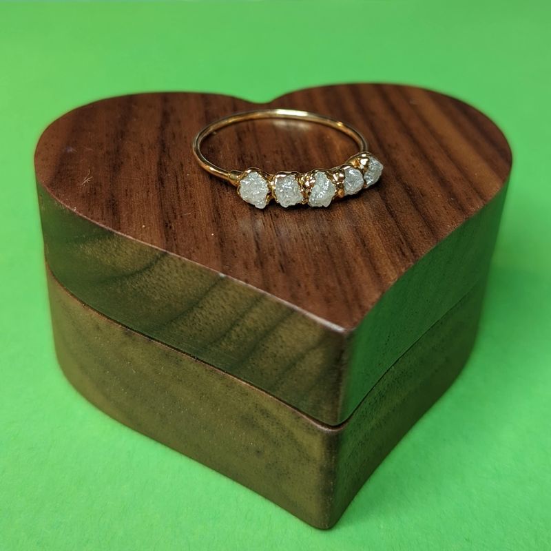 Raw diamond wedding band in Silver