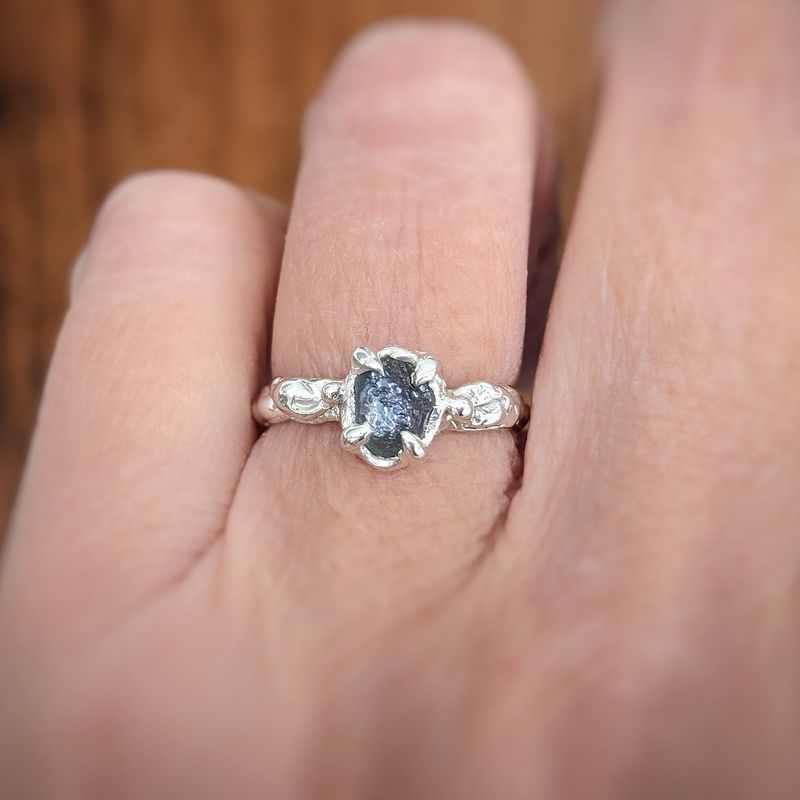 Raw Montana Sapphire Silver ring