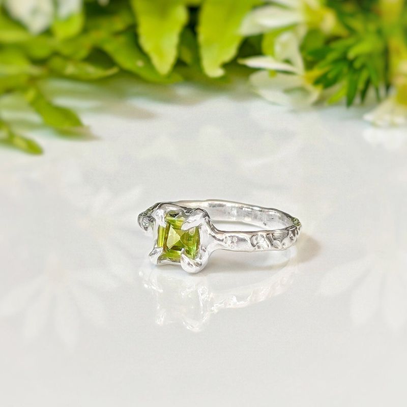 Solid Silver Peridot ring