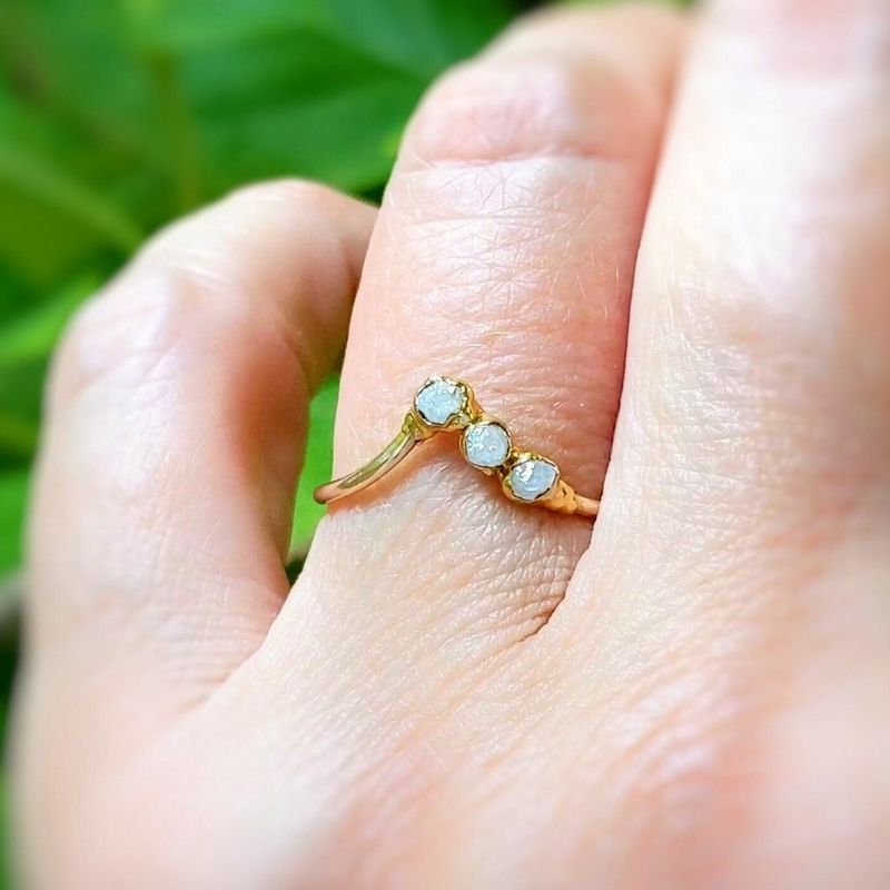 Raw diamond Chevron engagement ring
