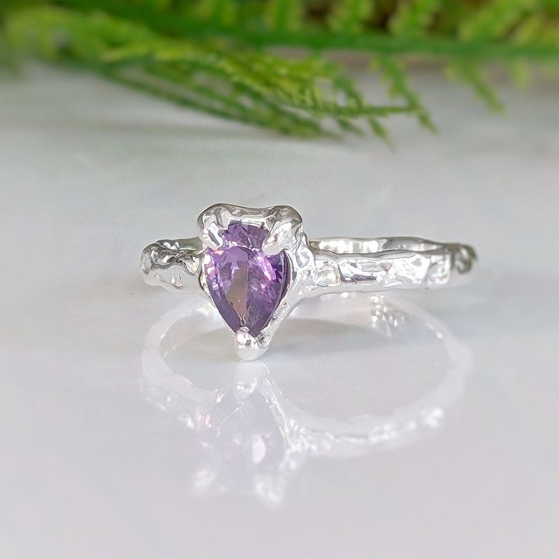 Amethyst engagement ring in Solid Sterling Silver