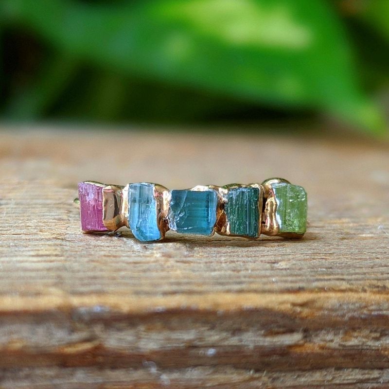 Bague brute multi-Tourmaline