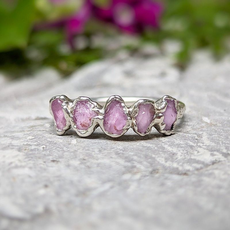 Raw pink Sapphire Eternity ring