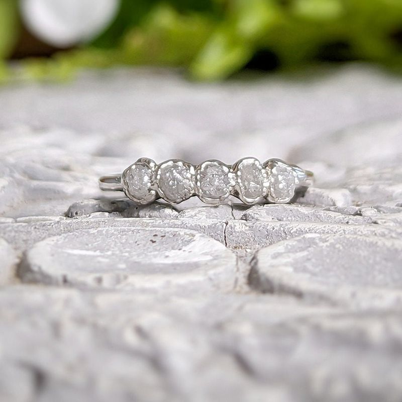 Raw diamond wedding band in Silver