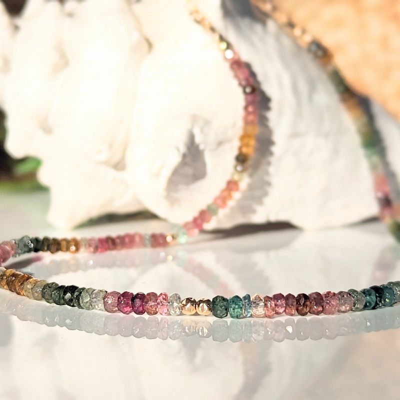 Multi Tourmaline bead necklace