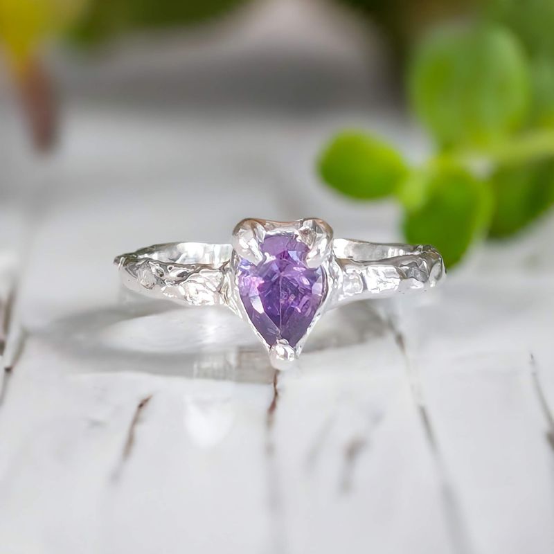 Amethyst engagement ring in Solid Sterling Silver