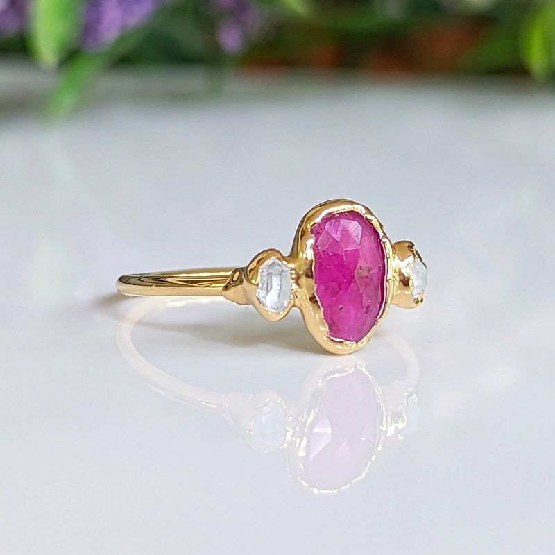 Rubellite Tourmaline and diamond engagement ring