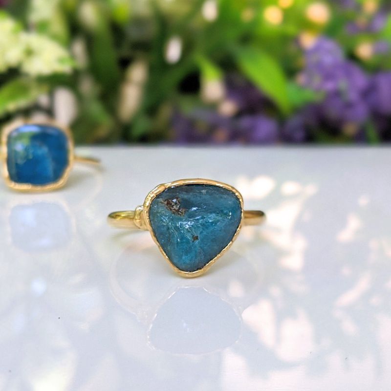 Bague Apatite bleue naturelle