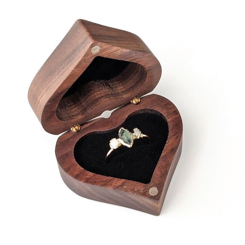 ADD-ON - Heart shape wooden ring gift box