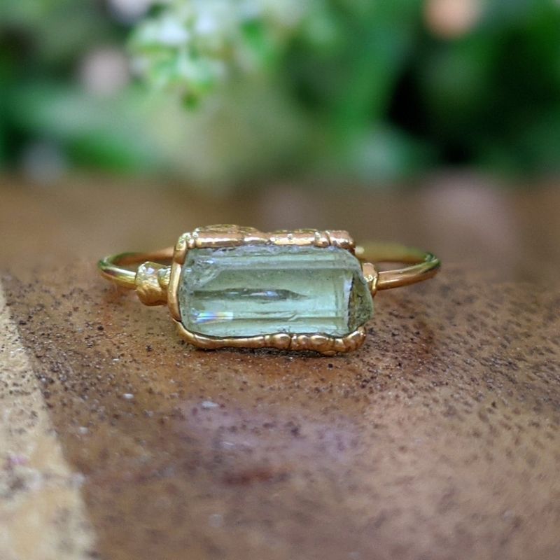 Bague Apatite Jaune Brute
