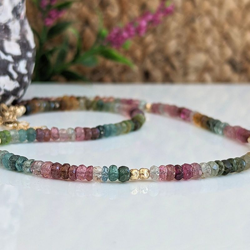 Multi Tourmaline bead necklace