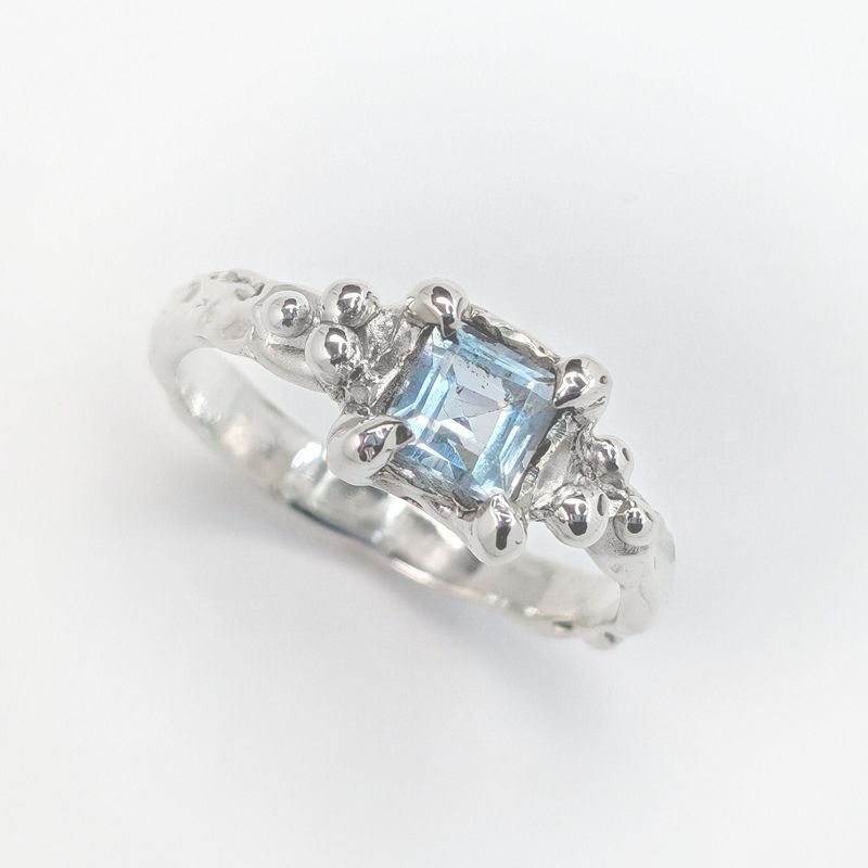 Blue Topaz engagement ring in Solid Sterling Silver