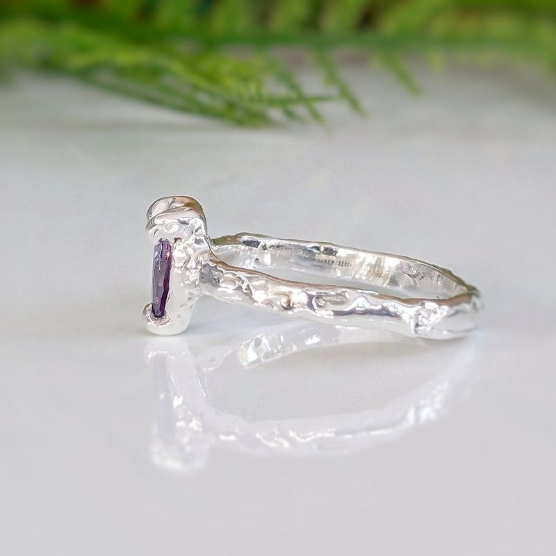 Amethyst engagement ring in Solid Sterling Silver