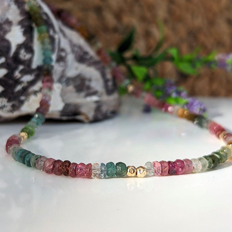 Multi Tourmaline bead necklace