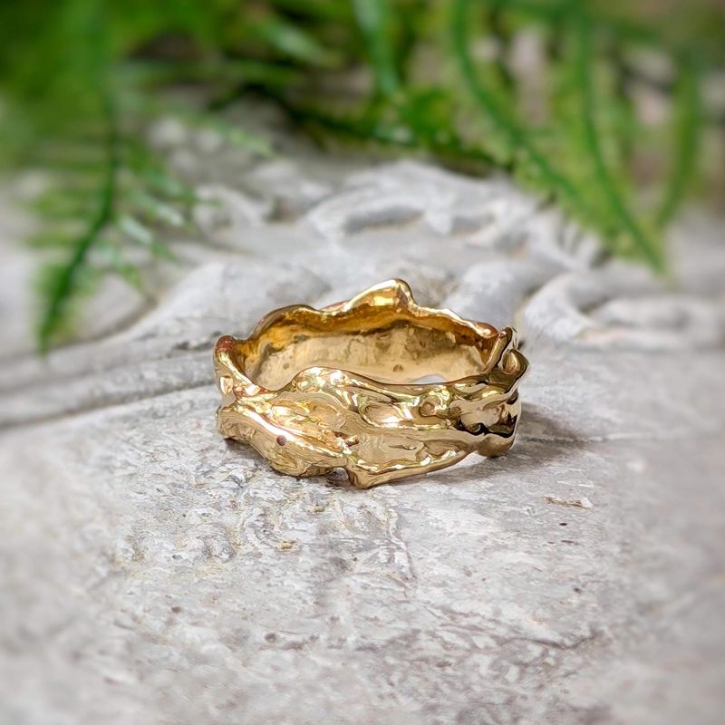 Textured Molten Gold wedding ring